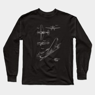 Airplane Vintage Patent Hand Drawing Long Sleeve T-Shirt